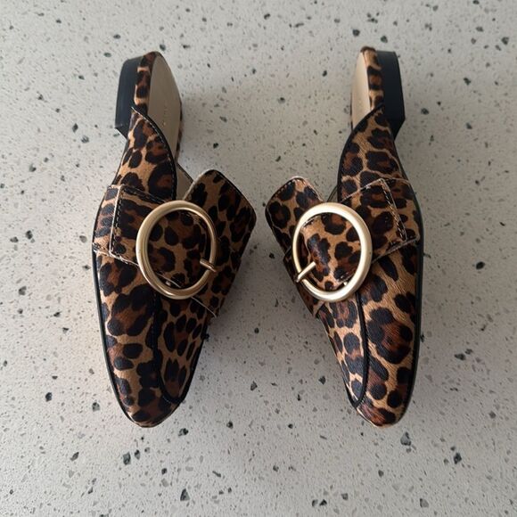 Ann Taylor Mules Flat Leopard Print Calf Hair Women's Size 5.5 Slip On Shoes EUC - Picture 11 of 12